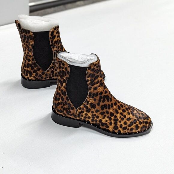 Rebecca Minkoff Size 7M Brown Leopard Print Calf Hair Sabeen Too Ankle Boots NEW - Picture 1 of 9